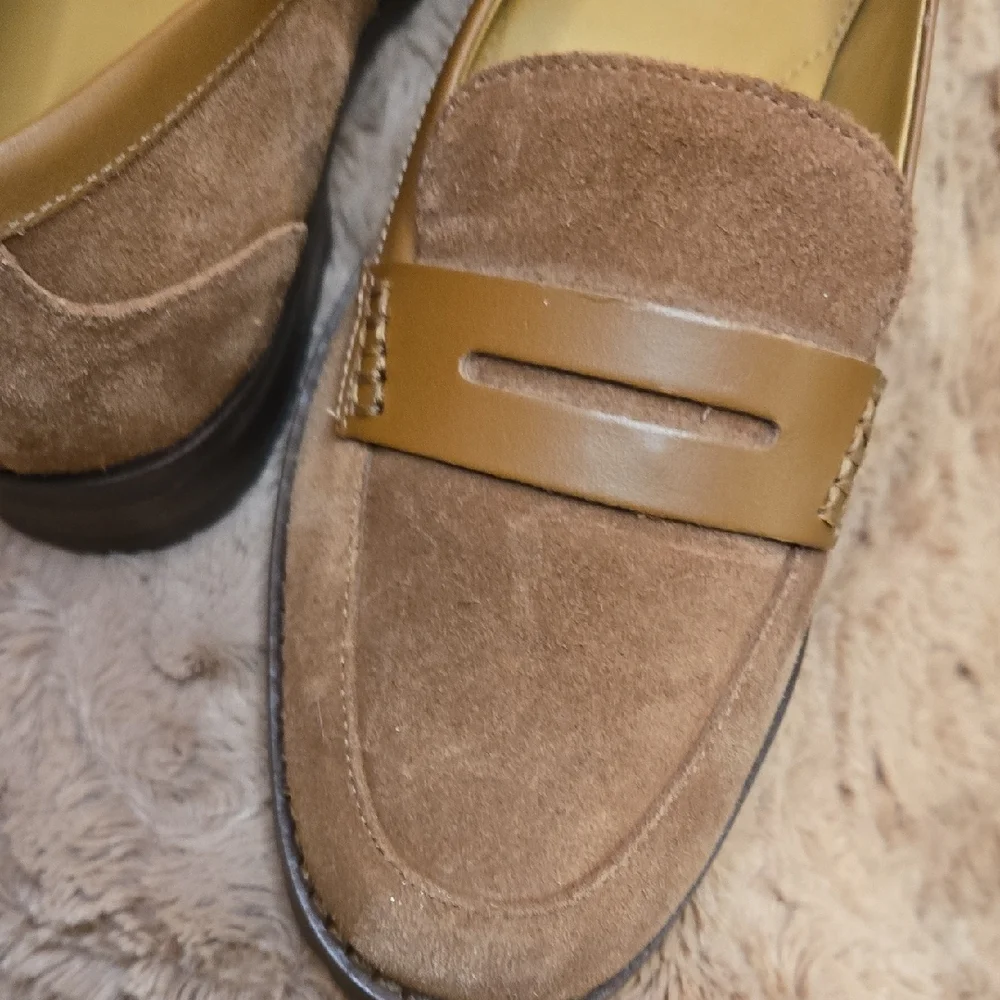 Talbots Brown Suede Penny Loafers Lug Sole Women’s 6.5